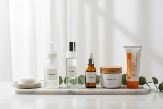 simple skincare routine steps cleanser toner serum moisturizer
